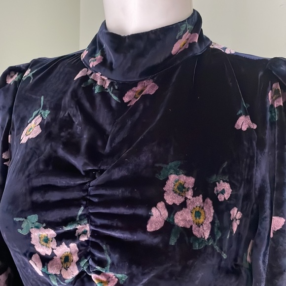 Free People  My Baby Floral Navy Velvet Minidress - Picture 6 of 10